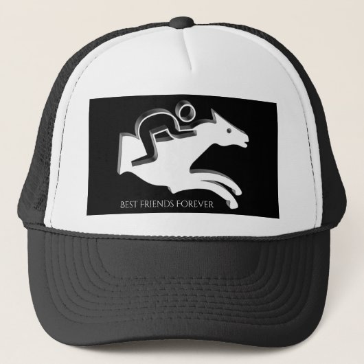 Horse Racing Jockey Riding White Horse Logo キャップ (正面)