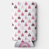 Horse Racing Jockey Silks Elegant Pink And White スリム缶クーラー (裏面)