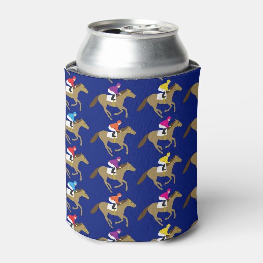 Horse Racing Jockeys Patterned Derby 缶クーラー (缶正面)