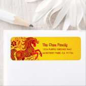Horse Red Foil Yellow Chinese Lunar New Year 2026 ラベル (インサイチュ)