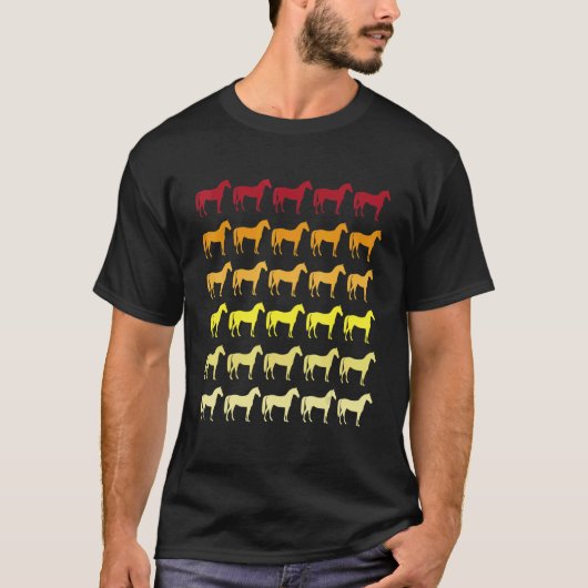Horse Retro Animal Pattern Tシャツ (正面)