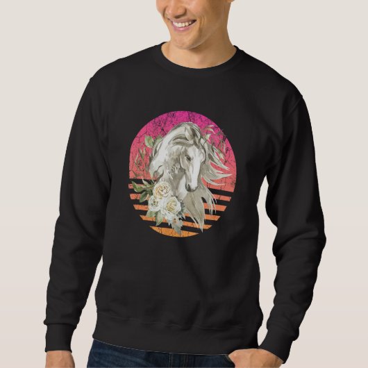 Horse Retro Horses Wild Life Horse Lover Retro Wes スウェットシャツ (正面)