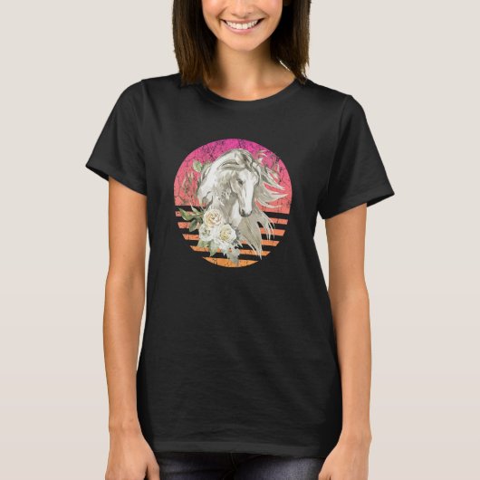 Horse Retro Horses Wild Life Horse Lover Retro Wes Tシャツ (正面)