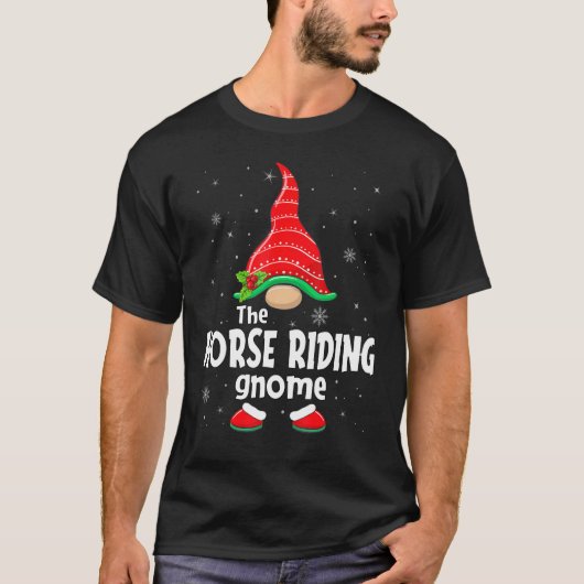 Horse Riding Gnome Family Group Christmas Party Pa Tシャツ (正面)