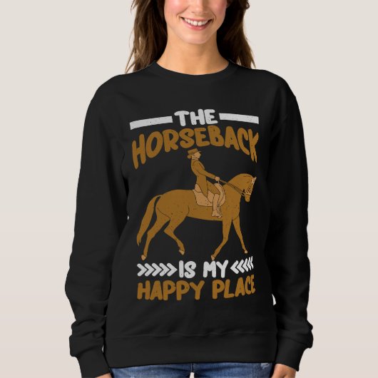 Horse Riding Horseback my Happy Place Horse Vaulti スウェットシャツ (正面)