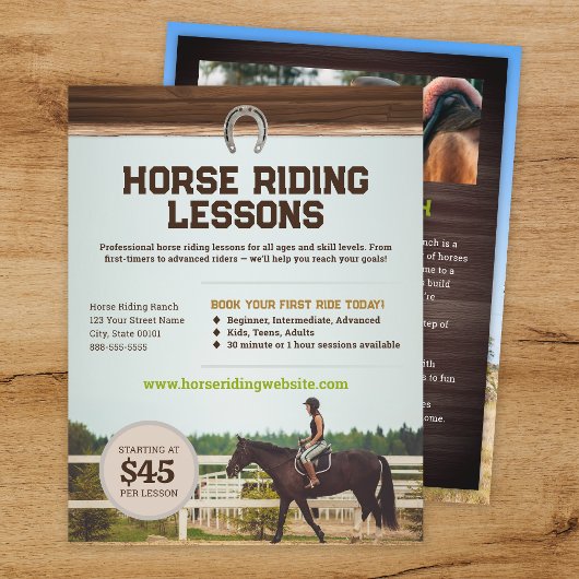 Horse Riding Lessons Flyer Template チラシ