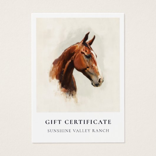 Horse Riding Lessons Gift Certificate Template (正面)