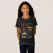 Horse Riding Rider Eat Sleep Repeat Funny retro Tシャツ (正面フル)