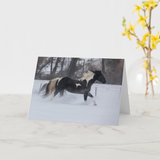 Horse Running Through the Snow カード (黄色い花)