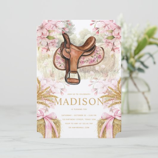 Horse Saddle Birthday Invitation 招待状 (スタンド正面)