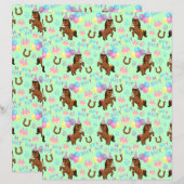 Horse Scrapbook Paper in Green (正面/裏面)
