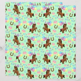 Horse Scrapbook Paper in Green