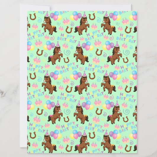 Horse Scrapbook Paper in Green (裏面)