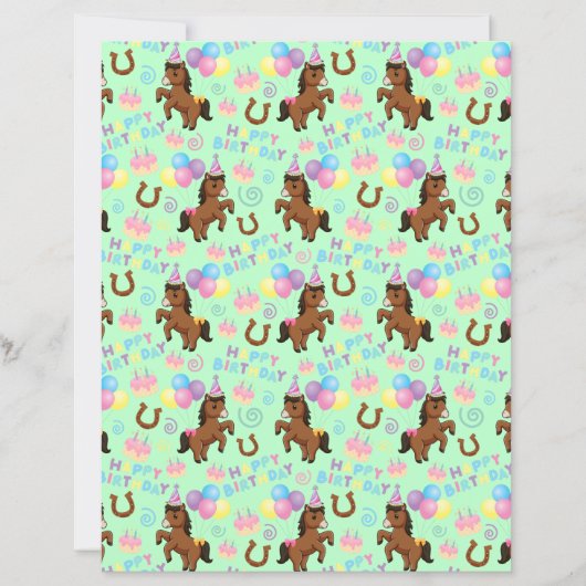 Horse Scrapbook Paper in Green (正面)