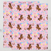 Horse Scrapbook Paper in Pink (正面/裏面)