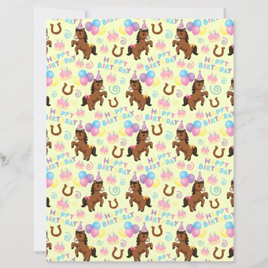 Horse Scrapbook Paper in Yellow (裏面)