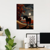 Horse Silhouette Art Print - Simple Moonlit ポスター (ホームオフィス)