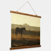 Horse Silhouette in the morning sun. 吊り下げ型タペストリー (傾斜あり)