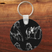 Horse silhouettes Black White キーホルダー (裏面)