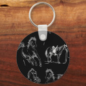 Horse silhouettes Black White キーホルダー (正面)