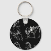 Horse silhouettes Black White キーホルダー (裏面)