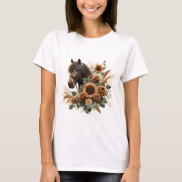 Horse & Sunflower T-Shirt – Rustic Floral Elegance Tシャツ