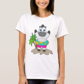 Horse Swimming Inflatable float Summer Tシャツ (正面)