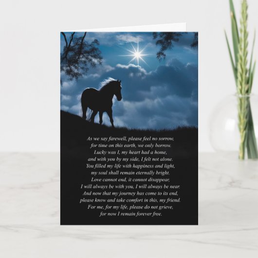 Horse Sympathy Spiritual Poem with Silhouetted カード (正面)