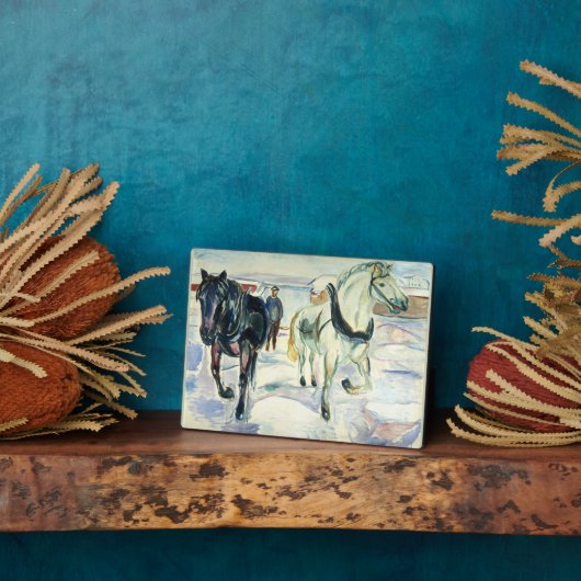 Horse team in Snow by Edvard Munch フォトプラーク (側面)