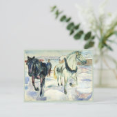 Horse team in Snow by Edvard Munch ポストカード (スタンド正面)