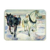 Horse team in Snow by Edvard Munch マグネット (横)