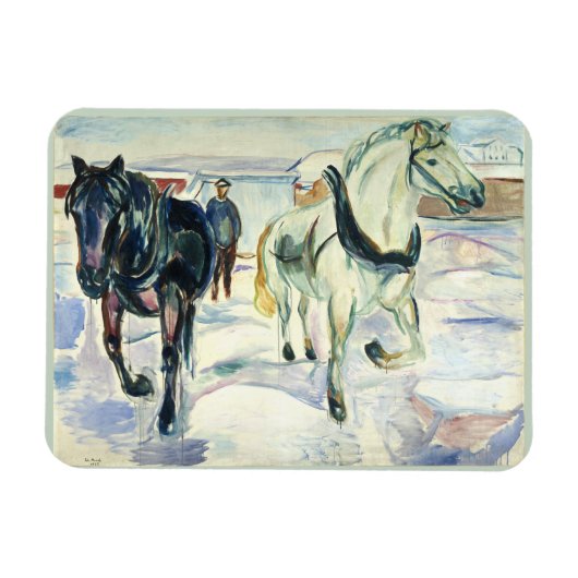Horse team in Snow by Edvard Munch マグネット (横)