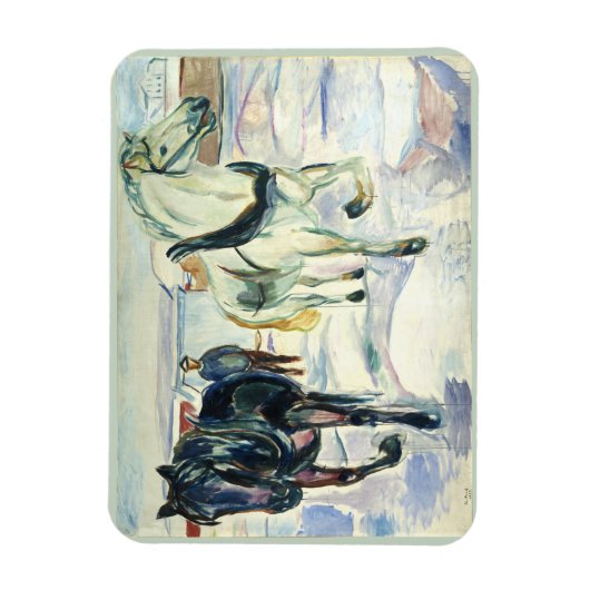 Horse team in Snow by Edvard Munch マグネット (縦)