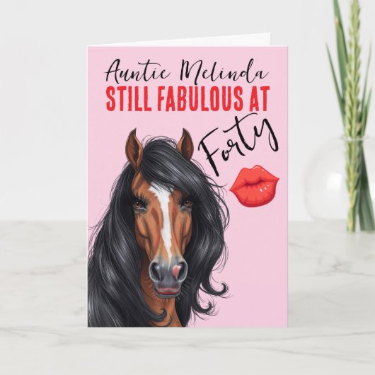 Horse Themed Fabulous at 40 Birthday Card カード (正面)