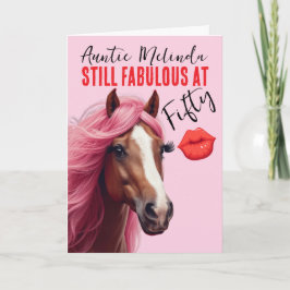 Horse Themed Fabulous at 50 Birthday Card カード