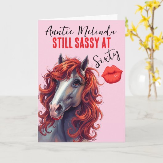 Horse Themed Sassy at 60 Birthday Card カード (黄色い花)