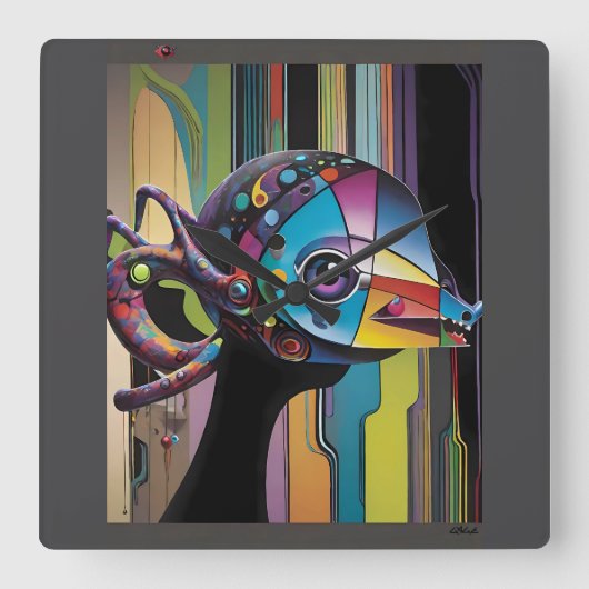 Horse Thief スクエア壁時計 (正面)