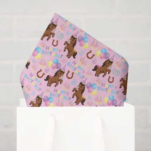 Horse Tissue Paper in Pink 薄葉紙 (ギフトバッグ)