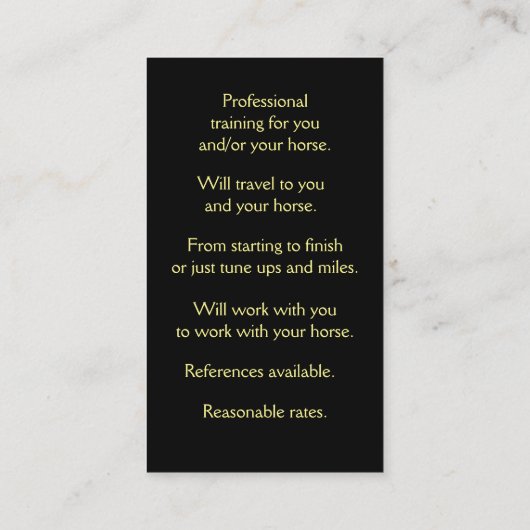 Horse Training Riding Lessons Western  名刺 (裏面)