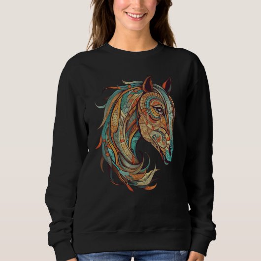 Horse Tribal Abstract Native American Geometric Ho スウェットシャツ (正面)