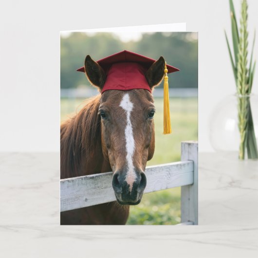Horse Wearing a Red Graduation Cap カード (正面)