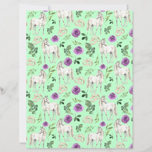 Horse Wedding Scrapbook Paper in Green (裏面)