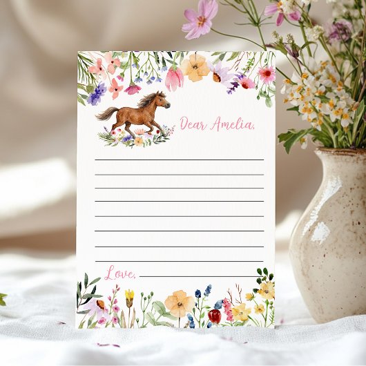 Horse Wildflower Time Capsule Note Message Card サンキューカード