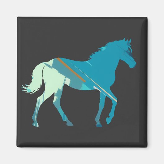 Horse Wildlife Nature Illustration Silhouette Art マグネット (正面)