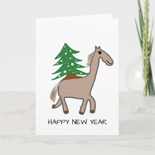 Horse with Christmas tree カード (正面)
