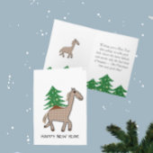 Horse with Christmas tree カード