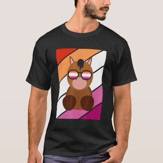 Horse With Pride Lesbian Flag LGBTQ Proud Ally Pri Tシャツ (正面)