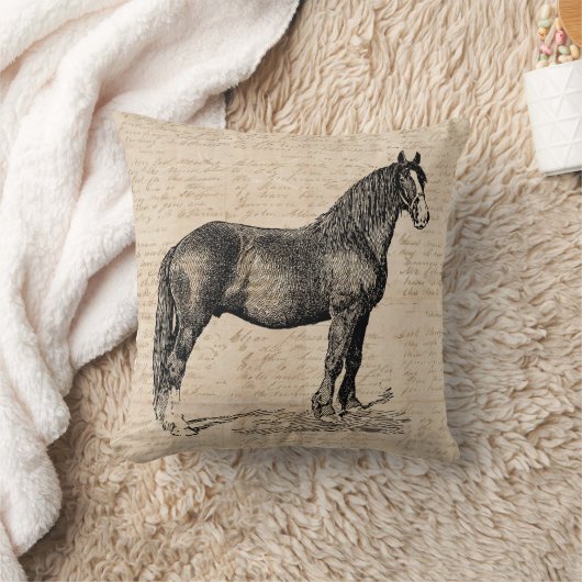 Horse with Script紙 クッション (ブランケット)