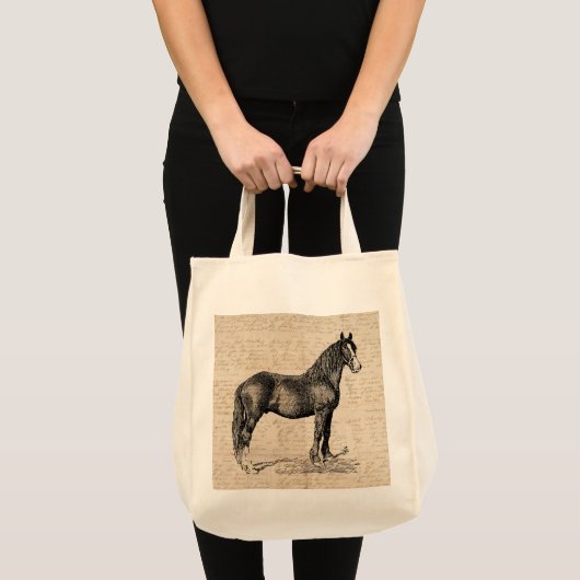Horse with Script紙 トートバッグ (正面(商品))