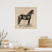 Horse with Script紙 ポスター (キッチン)